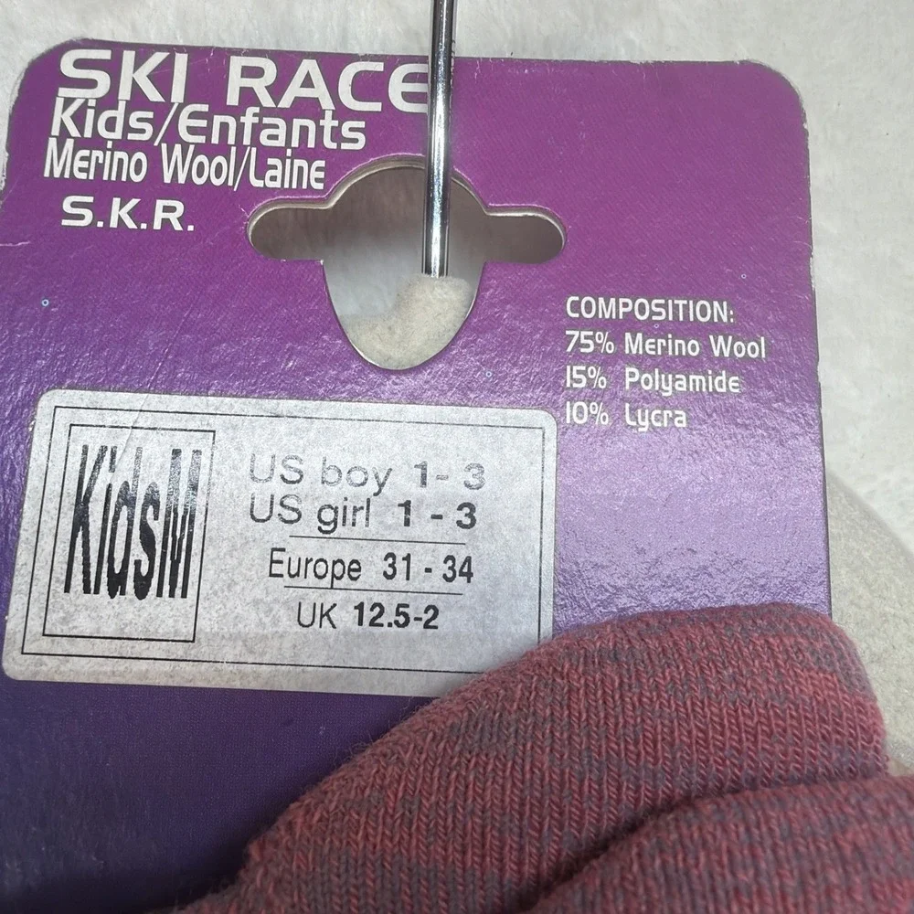 Lorpen Kids‎ Ski Socks Merino Wool Pink Ski Race Thermal Youth 1-3 EU 31-34